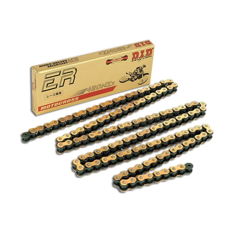 D.I.D 420NZ3GBX122RB Open Chain with Spring Link, Gold/Black