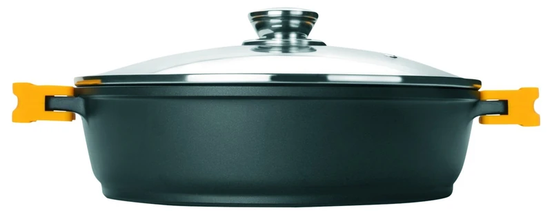 IBILI Evolution Cast Aluminium Stew Pot, Glass Lid and Silicone Grips, 24 cm, Non-Stick, Suitable for Induction Hobs