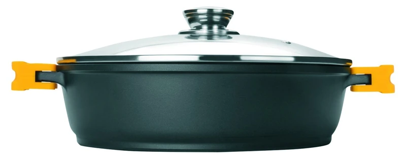 IBILI Evolution Cast Aluminium Stew Pot, Glass Lid and Silicone Grips, 28 cm, Non-Stick, Suitable for Induction Hobs