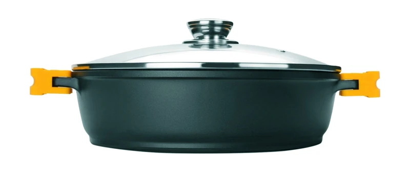 IBILI Evolution Cast Aluminium Stew Pot, Glass Lid and Silicone Grips, 30 cm, Non-Stick, Suitable for Induction Hobs