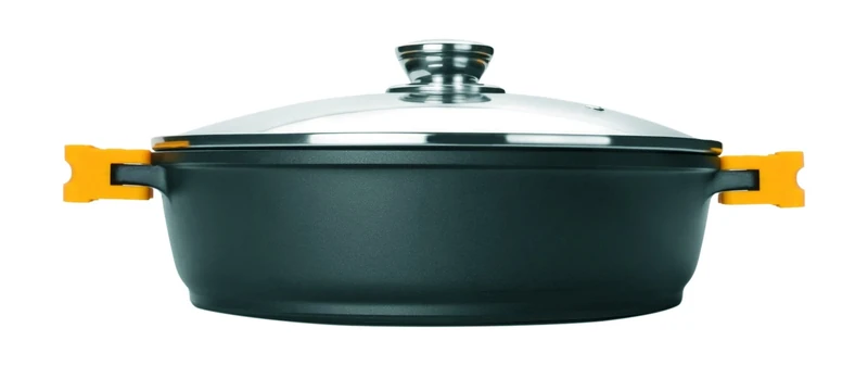 IBILI Evolution Cast Aluminium Stew Pot, Glass Lid and Silicone Grips, 32 cm, Non-Stick, Suitable for Induction Hobs