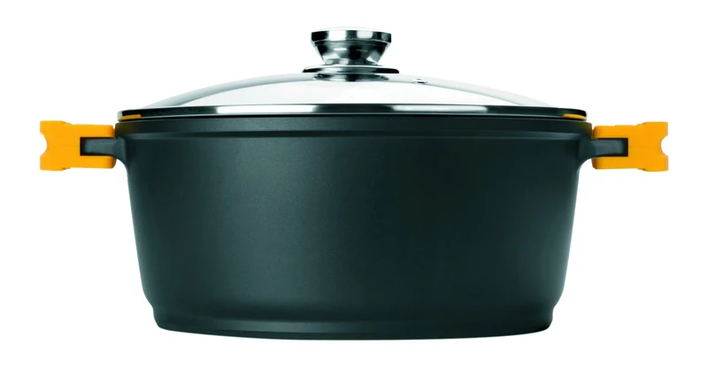IBILI Evolution Cast Aluminium Casserole, Glass Lid and Silicone Grips, 28 cm, Non-Stick, Suitable for Induction Hobs