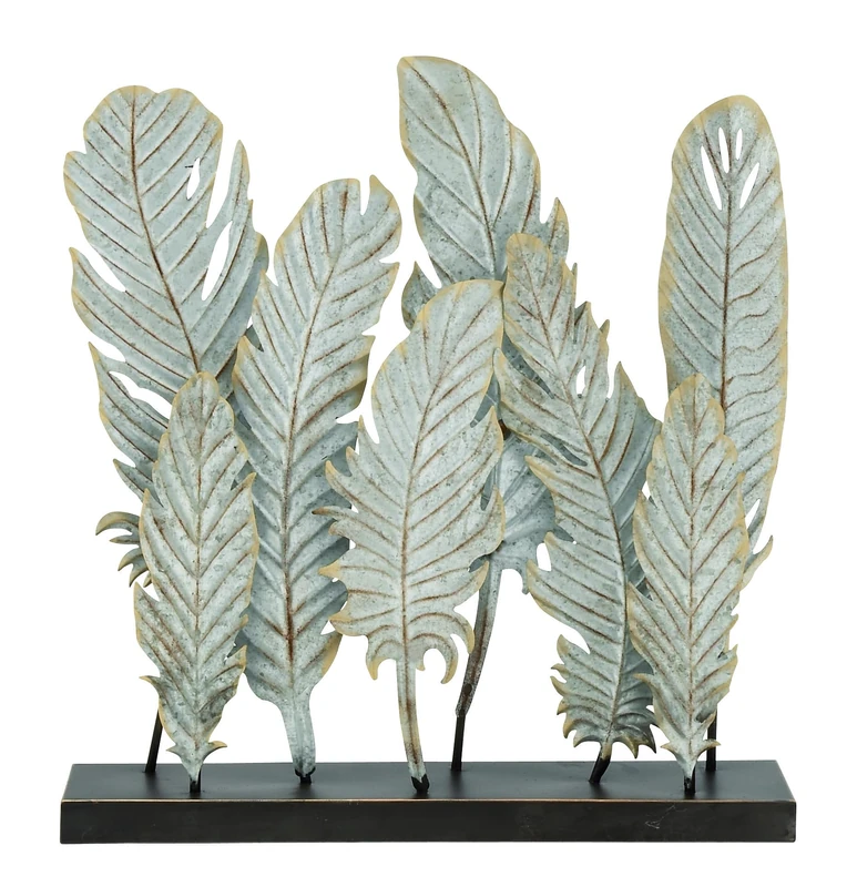 Deco 79 Metal Bird Feathers Sculpture, 20" x 5" x 21", Gray