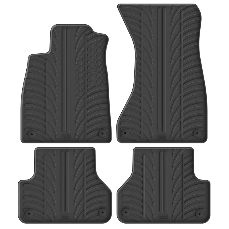 Gledring Rubber car mats set LHD compatible with Audi A4 2015-2021 & FL 2021- (T profile 4-pieces + mounting clips)