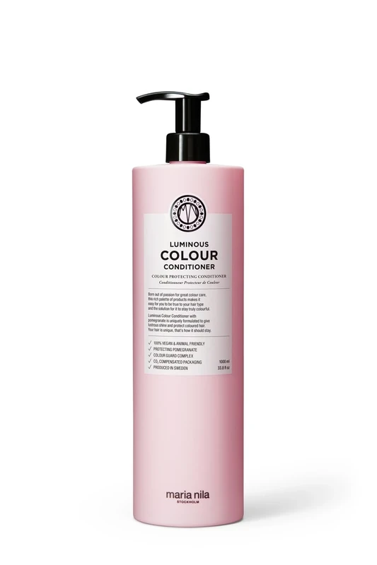 Maria Nila Luminous Colour, Conditioner 1000 ml, Reduces Colour Loss from Washing, Pomegranate Counteracts Dehydration, 100% Vegan & Sulfate/Paraben free