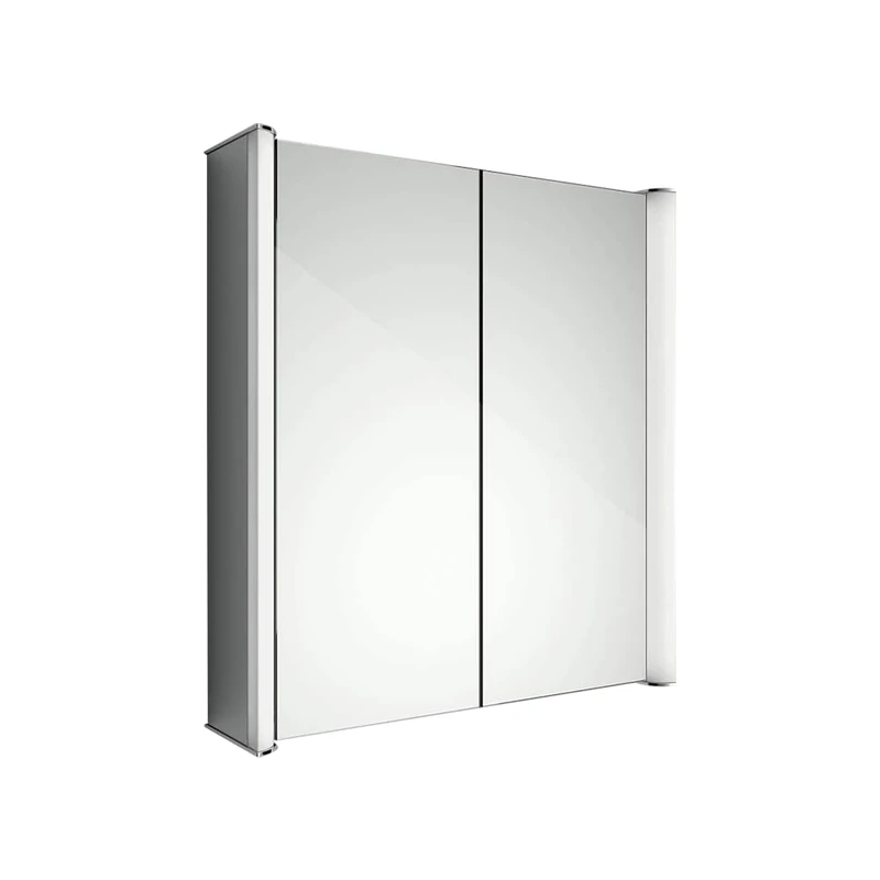 iBathUK Revere LED Illuminated Bluetooth Mirror Cabinet, Double Door Mirrors with Shaver Socket, 3 Adjustable Shelves Soft Close Door, Sensor Switch Copper Free Mirror Cabinet in Silver, 600 x 650mm - Image 1