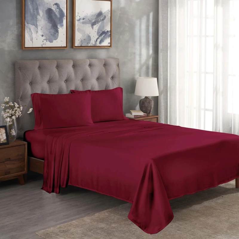 Home City, Bed Linen Set, Burgundy - Eastern King