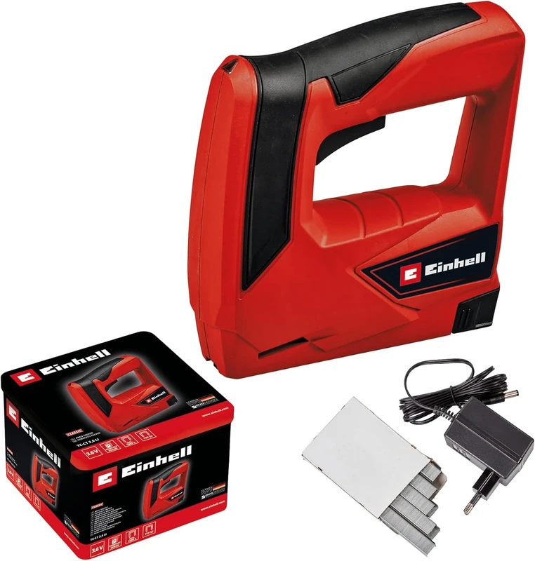 Einhell TC-CT 3.6 Li Electric Stapler (3.6 V / 1.3 Ah Battery, Staple Type: 53, Staple Length 6-14 mm, Ergonomic Handle, Comes in Metal Box with Charger and 1000 Staples)