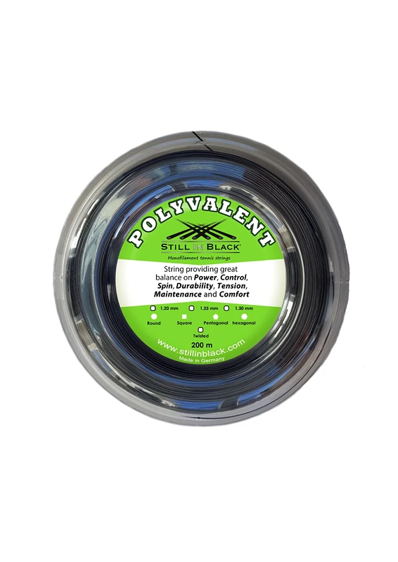 Still in Black Black sib2polyvalentn125 Tennis Racket String 200 m 1,25 mm