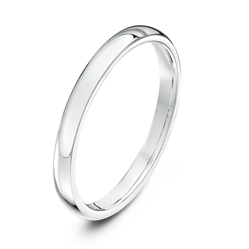 Theia Unisex 9ct White Gold Super Heavy Court Shape Polished 2mm Wedding Ring - Size S