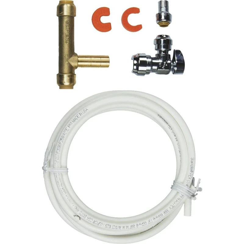 SharkBite 25024A Ice Maker Installation Kit, Water Valve Shut Off, Fridge Ice Maker, Compression, Quarter Turn, Push-to-Connect, PEX, Copper, CPVC, PE-RT