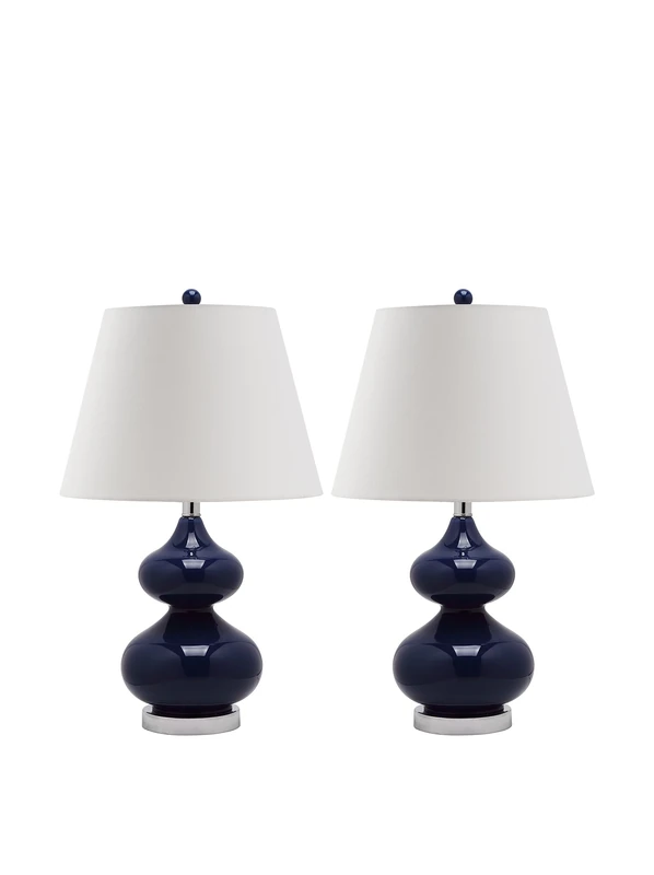 Safavieh Modern Glass Table Lamps - Set of 2, in Navy - Image 1