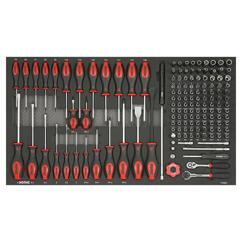 SONIC 114602 Screwdriver and Bit Socket SFS Jumbo Set, 1/4-inch, Set of 146