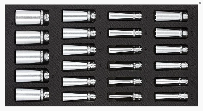 SONIC 202301 Deep Socket SFS 1/3 Set, 3/8-inch, Set of 23