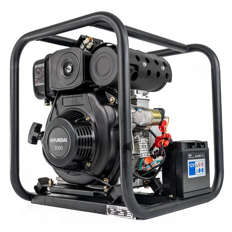 Hyundai 50mm 2" Diesel Water Pump, 33m Total Head, 8m Lift, 600L/min Flow Rate, 6hp, 221cc, 1 Year Warranty