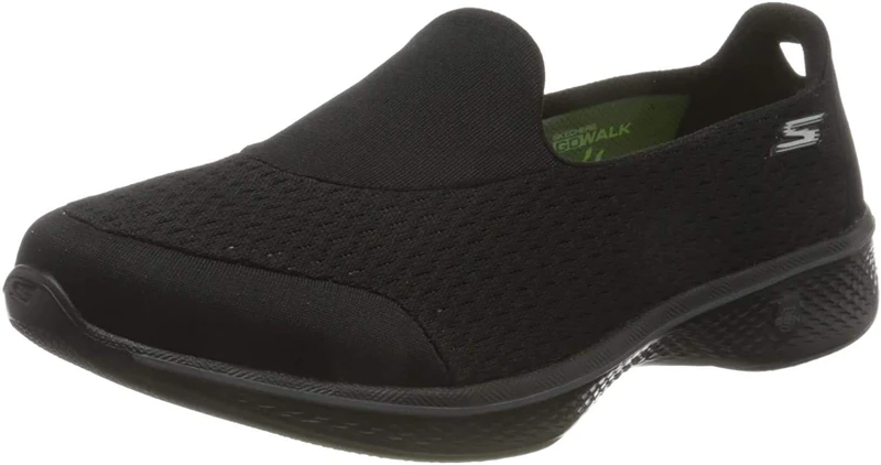 Skechers Women's Go Walk 4 - Pursuit Slip On Trainers, Black Black Textile Trim Bbk, 5 UK