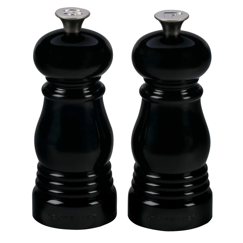 Le Creuset Classic Salt and Pepper Mill Set, Personal Use, Chip-Resistant ABS Plastic, Anti-Corrosion, 11 cm, Black Onyx, 96002500140000