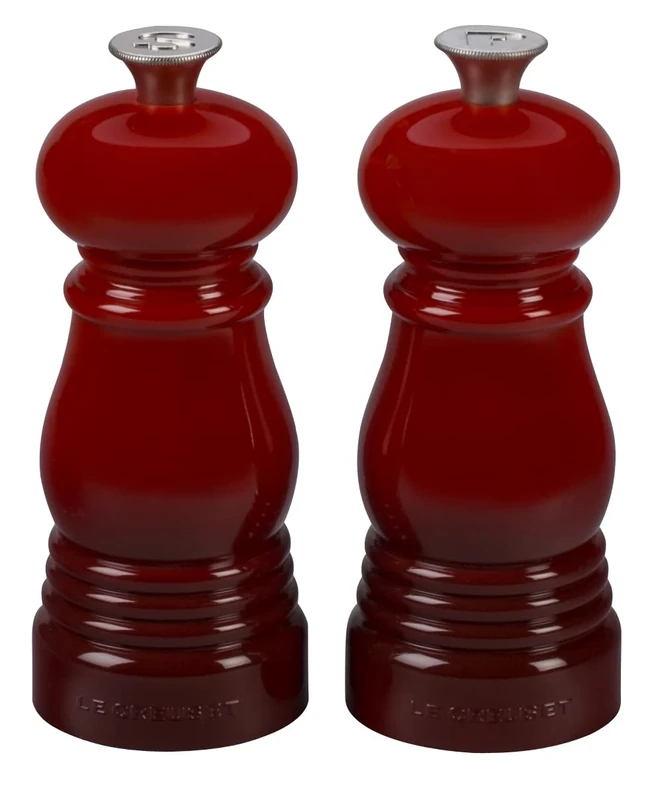 Le Creuset Classic Salt and Pepper Mill Set, Personal Use, Chip-Resistant ABS Plastic, Anti-Corrosion, 11 cm, Cerise, 96002500060000