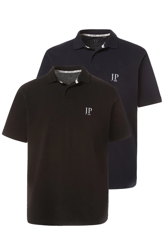 JP 1880 Men's Big & Tall 2-Pack Polo Shirts Black, Navy XXXXX-Large 704317 10-5XL