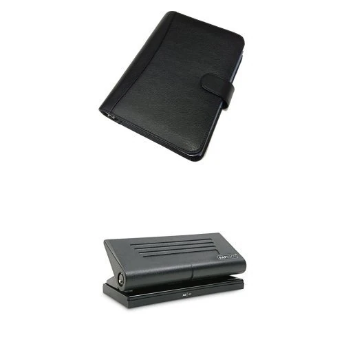Collins Balmoral Premium Leather Personal Organiser Week to View 2016 Diary - Black + Rapesco Diary Punch - Suit Most 6 Hole Personal Organisersby Collins Debden Ltd
