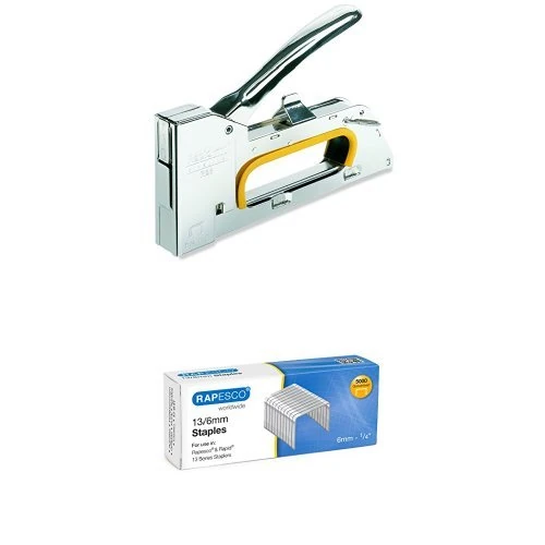 Rapid R23 Staple Gun - Chrome + Rapesco Galvanised Staples 13/6 mm - Box of 5,000