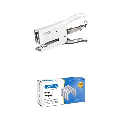 Rapid Retro Classic K1 Stapling Pliers for 24/6 and 24/8+ Staples - Coconut Kiss + Rapesco Galvanised Staples 24/8 mm - Box of 5,000