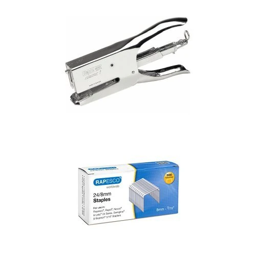 Rapid K1 Ref 10510601 Stapling Plier for 24/6-8mm Staples + Rapesco Galvanised Staples 24/8 mm - Box of 5,000