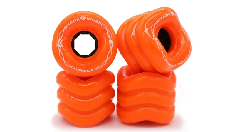 Shark Wheel 60 mm 78a, Skateboard Cruising Wheels, California Roll, Orange, Set of 4 Wheels