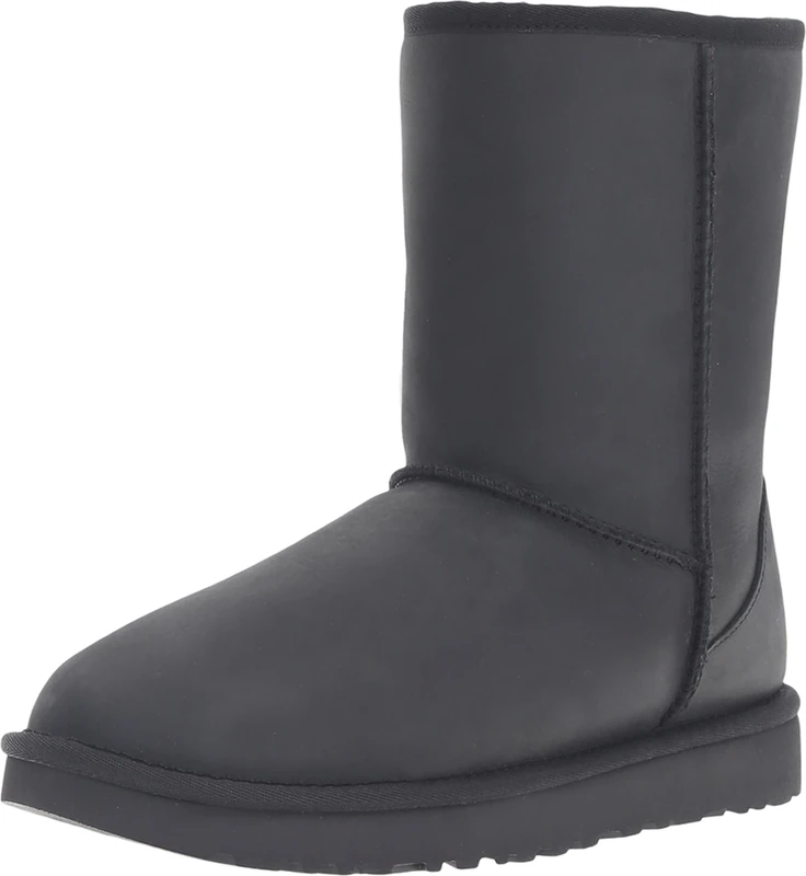 UGG Women's Short Leather Classic Boot, Black, 3 UK