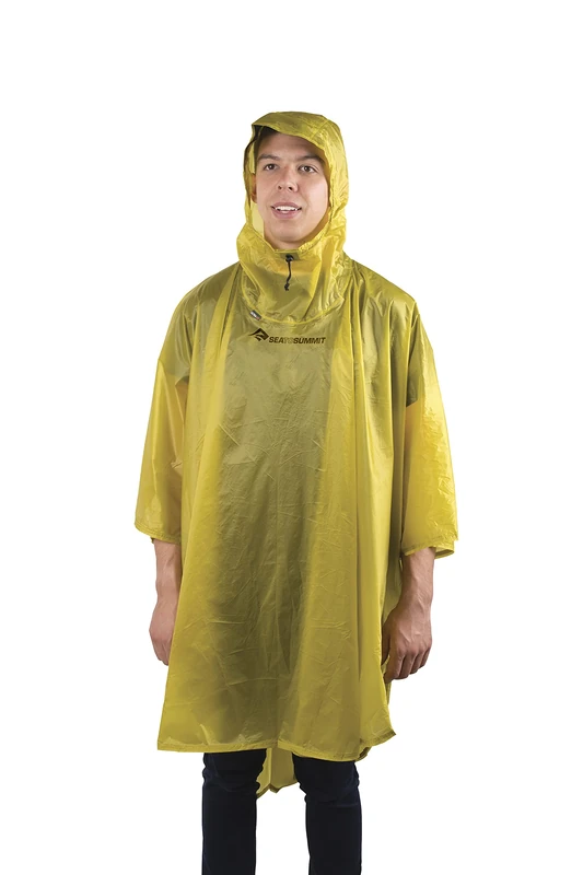 Sea to Summit - Ultra-Sil Nano Poncho - Ultra-Lightweight & Waterproof Rain Gear - With Hood - Dual Rain Protection & Pack Cover - For Backpacking - Lime - 145g