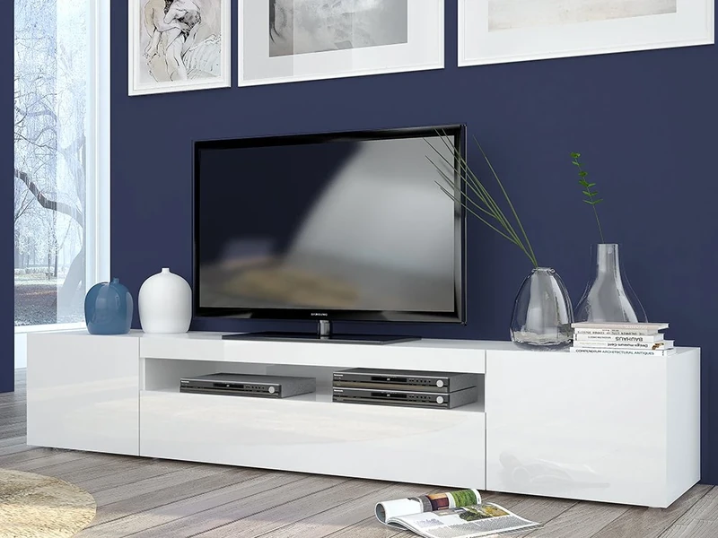 IDEAKIT Daiquiri 228169 TV Cabinet with 2 Doors/Wings Anthracite, Painted White, 200 x 34 x 35 cm - Image 1