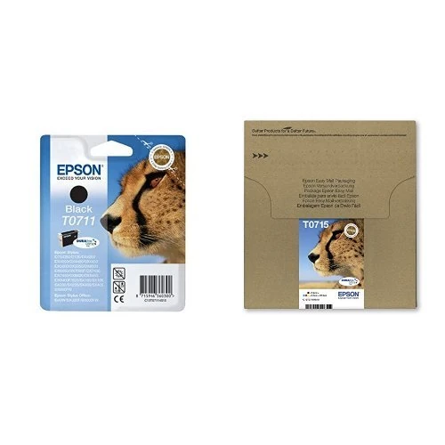 Epson T0711 - Print cartridge - 1 x black and Epson Cheetah T0715 DURABrite 4 Colour Ultra Ink Easy Mail Pack Cartridges