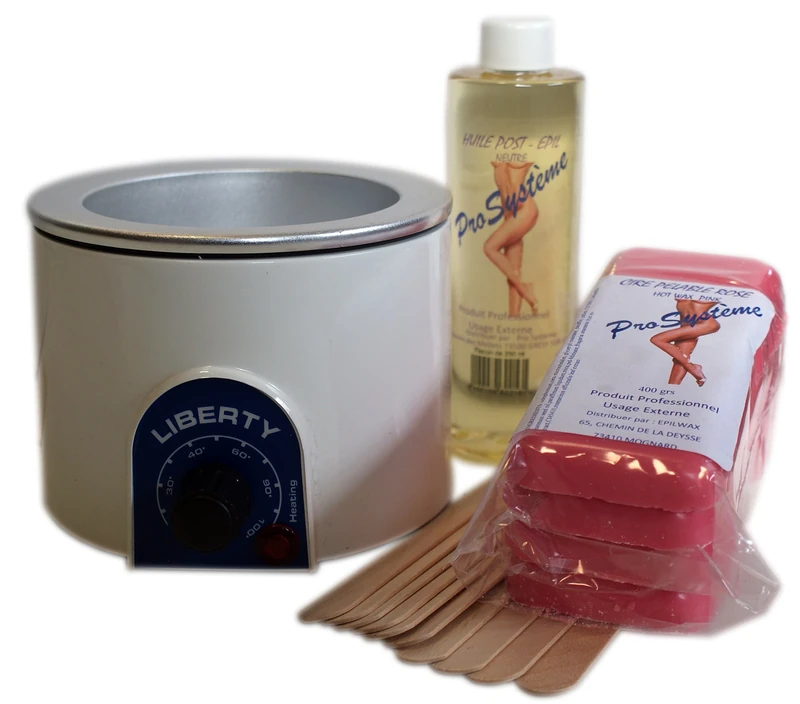 EpilWax S.A.S – Hot Wax Kit Complete 400ml Professional Wax Heater Pot Pouch Hot Wax 400 ml Intimate Rose Wax – Underarm and Face - Image 1