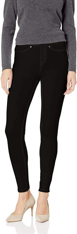 HUE Women's Solid Color Original Jeanz Denim Legging Hosiery, Black, S