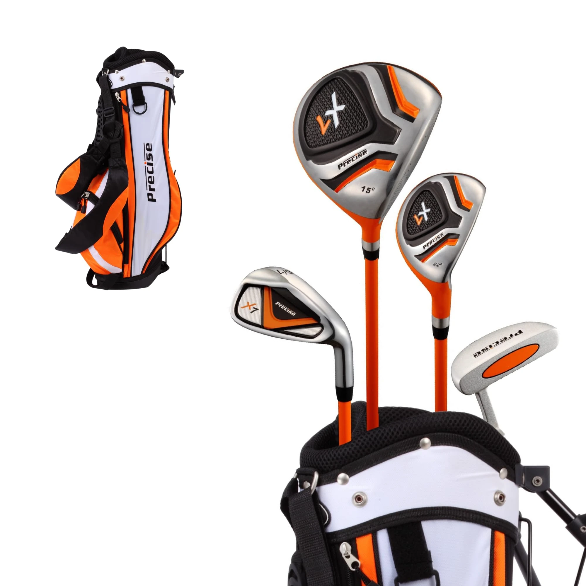 Distinctive Left Handed Junior Golf Club Set for Age 3 to 5 ( Height 3' to 3'8" ) , Left Handed Only, Set Includes: Driver (15" ), Hybrid Wood (22*), #7 Iron, Putter, Bonus Stand Bag & 2 Headcovers