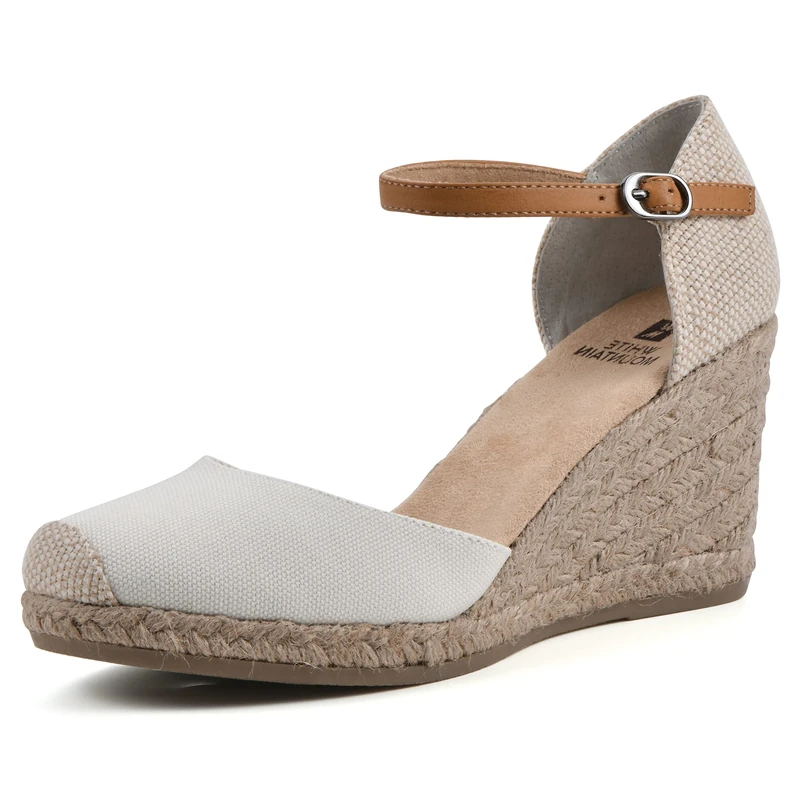 WHITE MOUNTAIN Women's Mamba Espadrille Wedge Sandal, Natural/Fabric, 5 UK