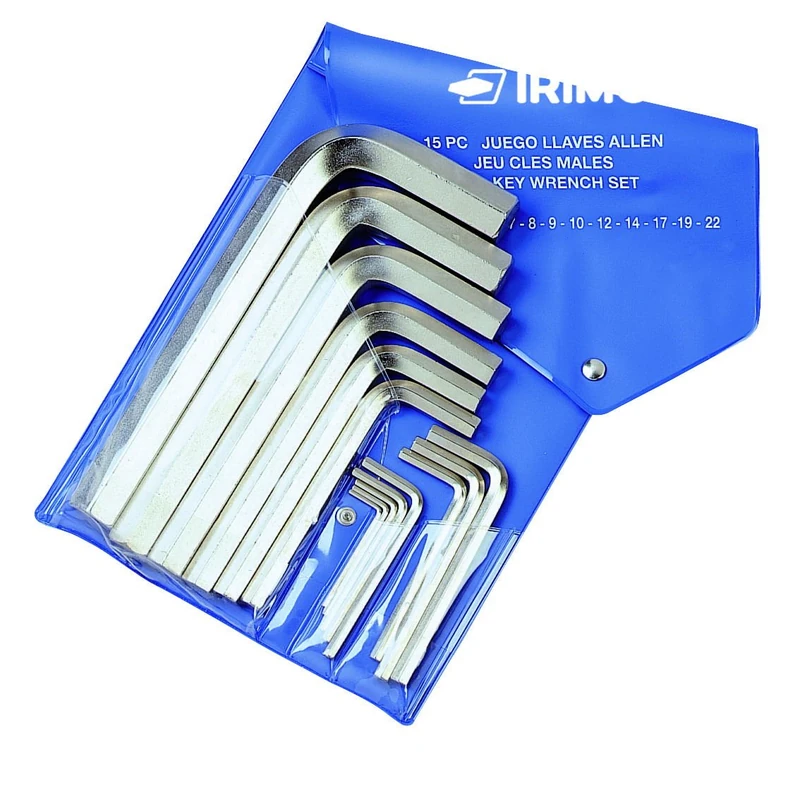 15-piece Short Nickelised Allen Wrench Set, 2-22mm