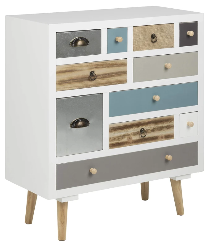 AC Design Furniture 63374 suwen Multi Drawer Chest, Pine Legs, Clear Coat, Set of 11, White - Image 1
