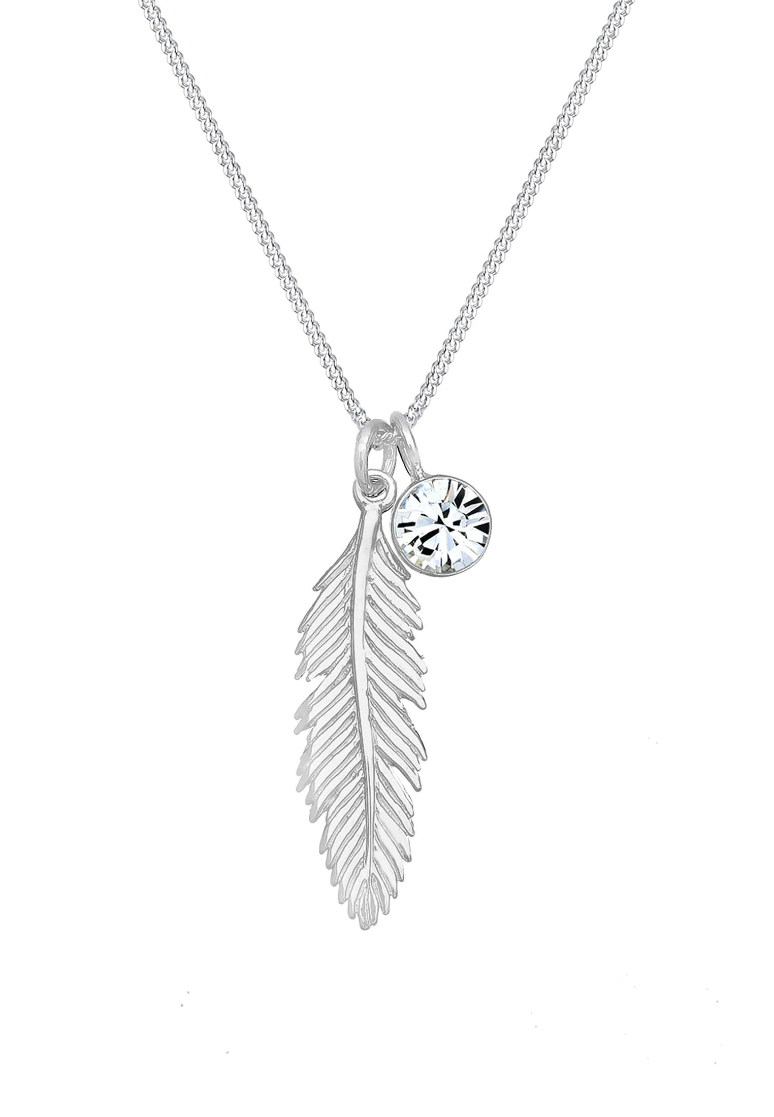 Elli Necklace Feather Crystal in 925 Sterling Silver