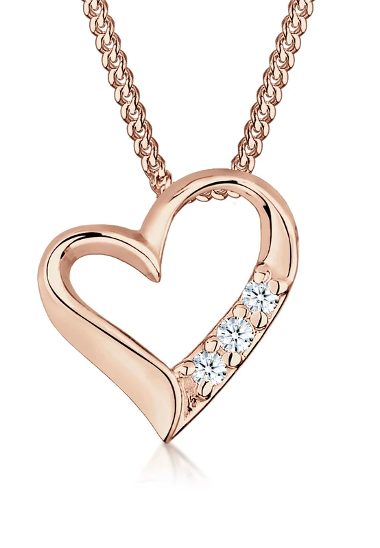 Elli DIAMONDS Necklace Women Heart Pendant with Diamond (0.045 ct.) in 925 Sterling Silver