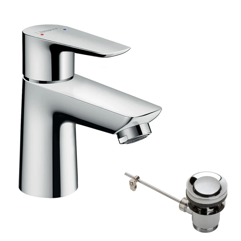 hansgrohe Talis E Low Pressure Washbasin Tap with Spout Height 80 mm with Pull Rod, Bathroom Tap Water-Saving Chrome