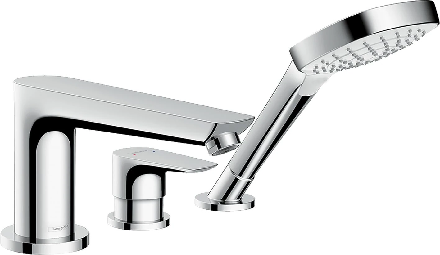 hansgrohe Talis E 3-hole rim-mounted single lever bath mixer with Secuflex