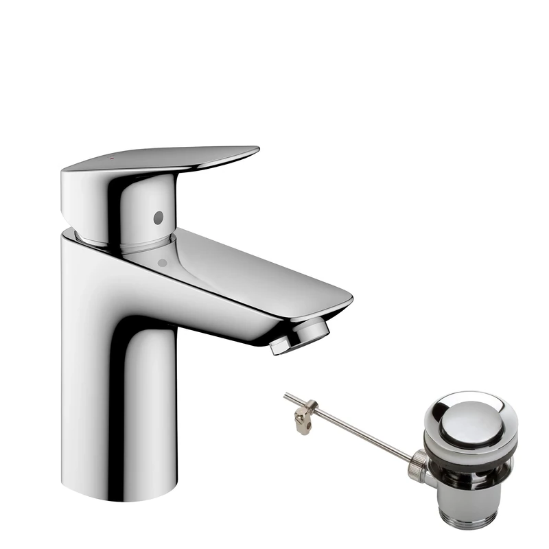 hansgrohe Logis Basin mixer tap100 with metal pop-up waste, chrome, 71171000