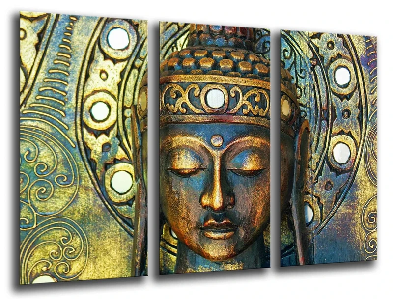 Cuadros Camara MULTI Wood Printings Art Print Box Framed Picture Wall Hanging - (Total Size: 38,2" x 24,4"), Buda Buddha Retro - Framed And Ready To Hang - ref. 26017