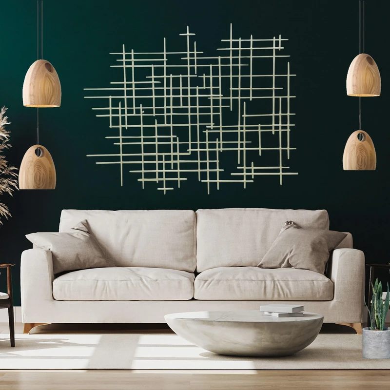 Bellaa Metal Wall Art Cross Geometric Abstract Modern Contemporary 3D Hanging Wrought Iron Minimalist Sculpture Living Room Outdoor Aesthetic Boho Farmhouse Home Decor Champagne Light Gold Large