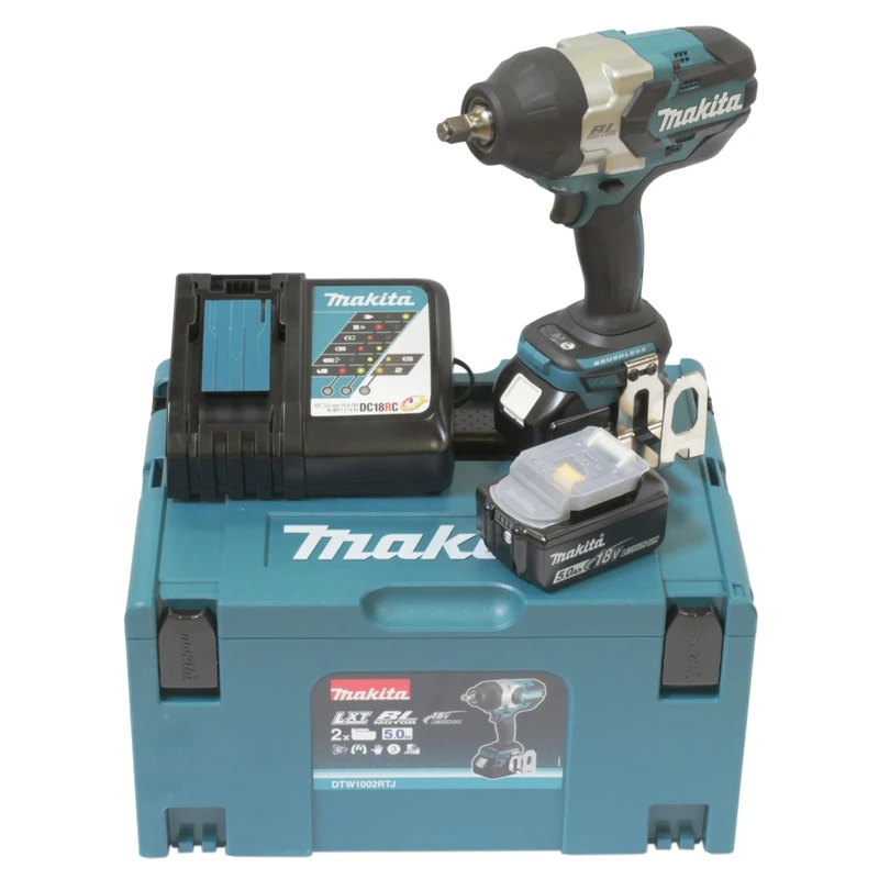 Makita DTW1002RTJ 18V Li-Ion LXT Brushless Impact Wrench Complete with 2 x 5.0 Ah Li-Ion Batteries and Charger Supplied in A Makpac Case