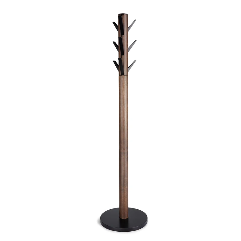 Umbra Flapper Coat Rack, Clothing Hanger, Umbrella Holder, and Hat Organizer, Great for Entryway, Black/Walnut