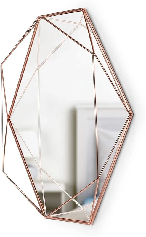 Umbra Prisma Modern Geometric Shaped Oval Mirror Wall Decor for Bedroom, Bathroom, Living, Dining Room, 22x17In, Copper