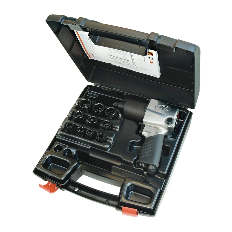 Ingersoll-Rand Air Impact Wrench 231GXP, 1/2 Inch Pneumatic Impact Wrench, 1 Kit + 10 Sockets Set, Delivers 610 Nm of max Torque