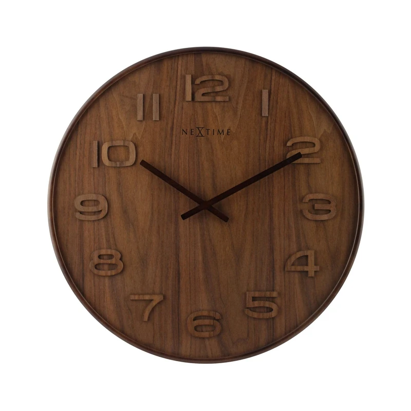 NeXtime wall clock "WOOD WOOD MEDIUM", round, made of wood, brown, ø 36 cm